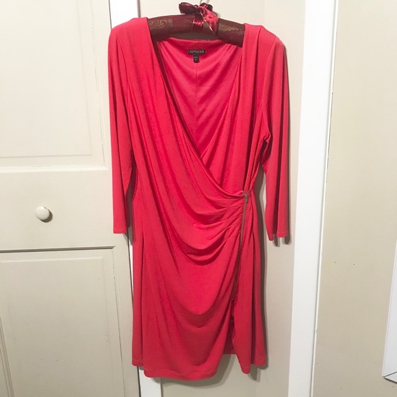 Express Red Wrap Dress - Picture 2 of 4
